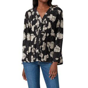 The Odells Black and White Pleated Women's Blouse
